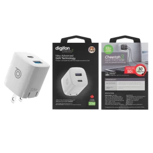 Cheetah DIG33W USB-C & USB-A US Pin Wall Charger US White